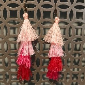 Ombré pink tassel earrings